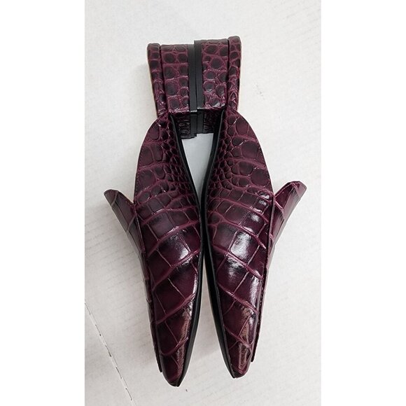 Cole Haan Piper Burgundy Croc-Embossed Leather Mules Block Heel Slip-On Womens - Picture 7 of 15